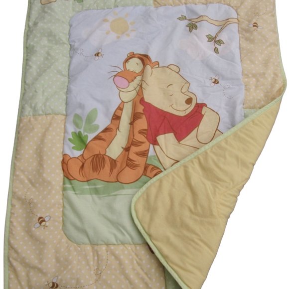 VTG Winnie the Pooh & Tigger Baby Quilt Comforter Disney Nap Time Yellow Green - Picture 3 of 4